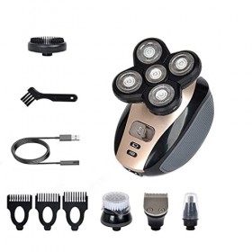 Rasoir électrique pour homme, 5 en 1 rechargeable, cinq têtes flottantes, tondeuse à cheveux, nez, oreilles, brosse de nettoy