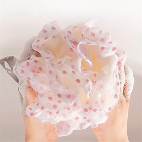 DINGZZ Douche Douce Maille Moussante Éponge Exfoliant Laveur Mignon Pois Pois Bain Bulle Bulle Bulle Coiffeuse Nettoyeur Nett