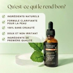 TUTULY Sérum à lacide salicylique avec niacinamide et acide hyaluronique - Formule exfoliante, hydratante et éclaircissante ...