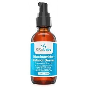 QRxLabs Sérum 5% de Niacinamide Vitamine B3 + Rétinol 60 ml - Traitement Anti-Âge de Réduction des Rides - Combats Poussé Crè...