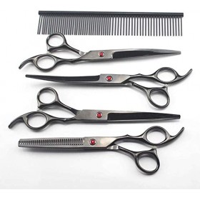 5 kit japon 440c 7 noir chien de compagnie toilettage ciseaux à cheveux ciseaux de coupe pour animaux de compagnie coupe de c...
