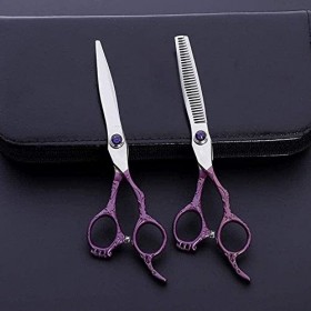 Ciseaux de barbier ciseaux de coiffure professionnels 19 Cm noir/rose barbiers de Salon ou usage domestique Rasage et Épilation