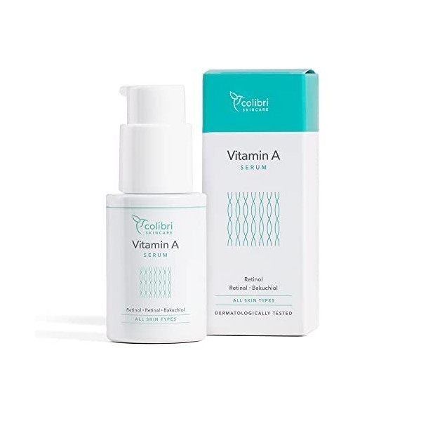 colibri skincare VITAMIN A SERUM 30 ml - Sérum visage au rétinol, rétinal et bakuchiol contre les signes de vieillissement C...