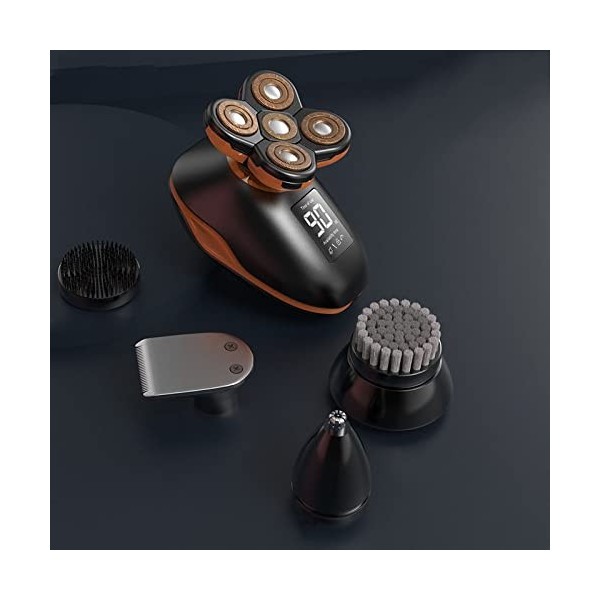 Rasoir électrique pour homme, tête chauve, rasoir électrique rechargeable avec écran LCD numérique, barbe, nez, oreilles, poi