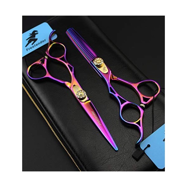 Ensemble de ciseaux professionnels pour gaucher de coiffeur, ciseaux de coupe de cheveux professionnels amincissants de barbi