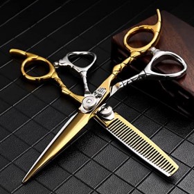 Ciseaux de coiffeur Ciseaux de coupe de cheveux, 6,0 pouces 440C Ciseaux professionnels en acier Coiffeur Coiffeur Outils de 