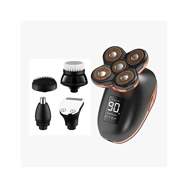 Rasoir électrique pour homme, tête chauve, rasoir électrique rechargeable avec écran LCD numérique, barbe, nez, oreilles, poi