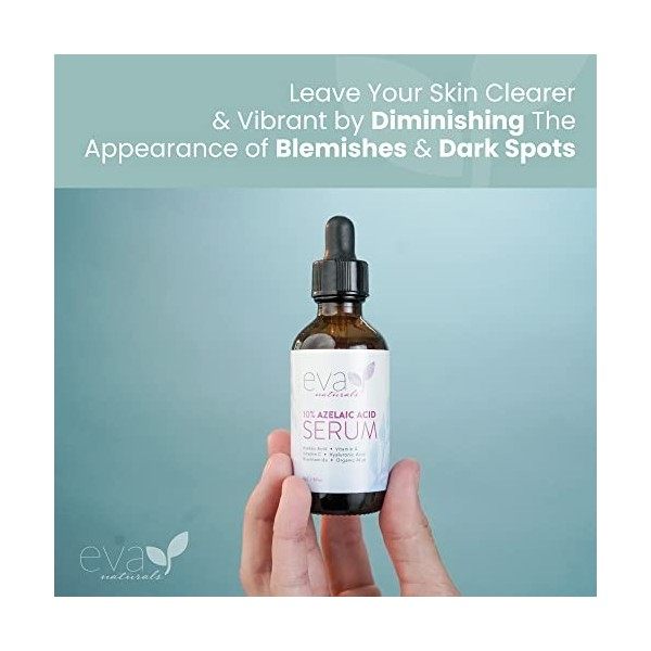 Eva Naturals Sérum Visage à lAcide Azelaique 10% - Sérum Acide Hyaluronique Visage et Acide Azélaïque - Sérum Niacinamide - ...