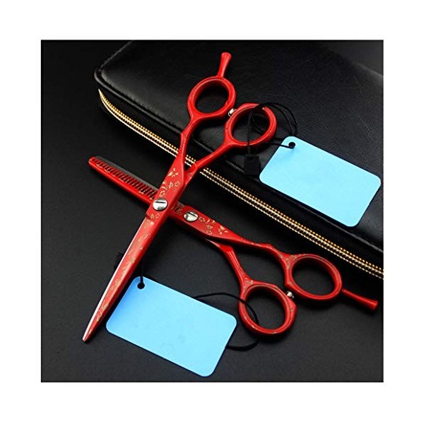 Kits de Ciseaux de Coupe de Cheveux, Ciseaux de Coiffure de Peinture Rouge de 6 Pouces, Ensemble de Ciseaux de Coiffure Profe