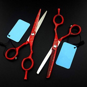 Kits de Ciseaux de Coupe de Cheveux, Ciseaux de Coiffure de Peinture Rouge de 6 Pouces, Ensemble de Ciseaux de Coiffure Profe