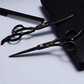Ensemble de ciseaux de coiffeur professionnels noirs avec peigne et étui gratuit Rasage et Épilation