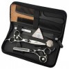 WYGC Scissors Ciseaux Coiffure Professionnel Tranchant Acier Inoxydable Régulateur Noir Combinaison Set Coupe Nette et précis