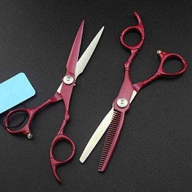 ciseaux de coiffeur Ciseaux de coupe de cheveux, 6 pouces japon 440c rouge rétro ciseaux de salon de coiffure coupe ciseaux d...