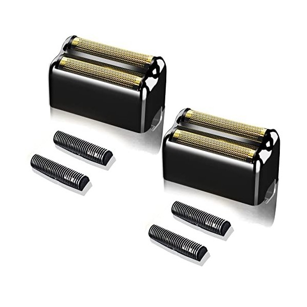 Lot de 3 lames de rechange professionnelles et coupe-feuilles pour rasoir BaBylissPRO Barberology double aluminium, compatibl...