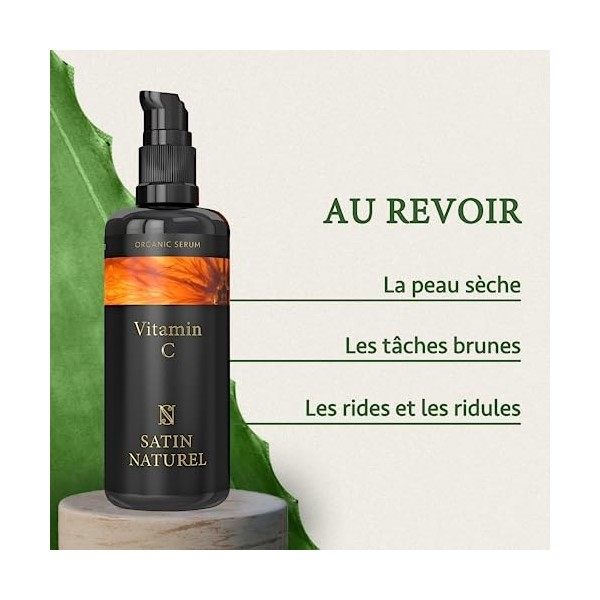 Serum Vitamine C + Acide Hyaluronique BIO 100ml - Serum Visage Illuminateur de Teint - Anti Taches & Hydratant pour une Peau 