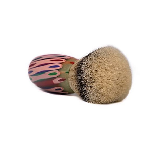 WWWFZS Brosse de Rasage pour Hommes Pointe argentée Forme dampoule Noeud de Cheveux de Blaireau et poignée de Stylo de Dessi