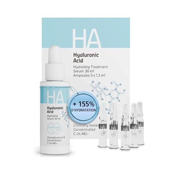 +155% d Hydratation de la Peau en 1h, Acide Hyaluronique Serum Visage 30ml - Soins pour le Visage Hydratant pour un Lifting 