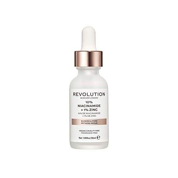Revolution Skincare London, 10% Niacinamide and 1% Zinc Blemish & Pore, Sérum, 30ml Crème Jour et Nuit