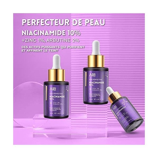 ANAiRUi Sérum pour le Visage à la Niacinamida, à la Vitamine B3, au Zinc, à lArbutine, Anti-Vieillissement & Rides, Anti-Tac ...