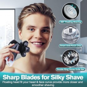 Rasoir de tête pour homme, rasoirs électriques pour le visage sans fil, rasoir électrique pour homme, rasoir de tête humide e