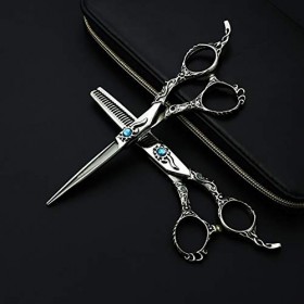 Ciseaux de coupe de cheveux 6,0 pouces Vintage Black 440c deux pièces professionnelles coiffure ciseaux de coupe de cheveux a