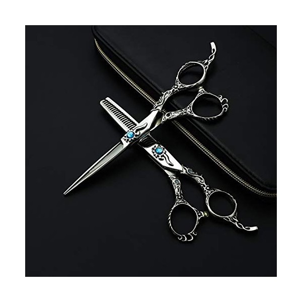 Ciseaux de coupe de cheveux 6,0 pouces Vintage Black 440c deux pièces professionnelles coiffure ciseaux de coupe de cheveux a