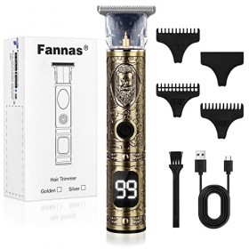 Fannas Tondeuse à cheveux pour homme, tondeuse à barbe professionnelle sans fil zéro espace avec écran LCD, tondeuse électriq