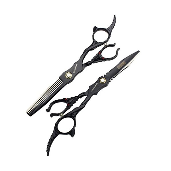 KOAIEZ Black Professionnel De 6,0 Pouces 440C en Acier Inoxydable Ciseaux De Coiffure, Outils De Cisaillement De Coiffeur À S