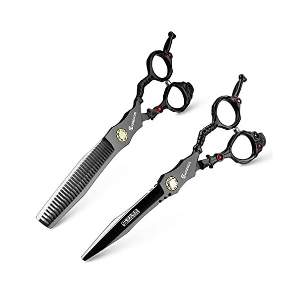 KOAIEZ Black Professionnel De 6,0 Pouces 440C en Acier Inoxydable Ciseaux De Coiffure, Outils De Cisaillement De Coiffeur À S