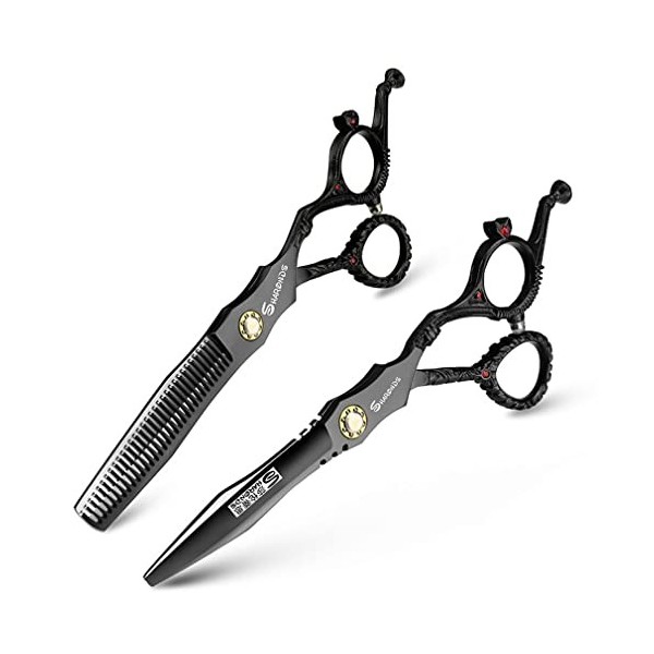 KOAIEZ Black Professionnel De 6,0 Pouces 440C en Acier Inoxydable Ciseaux De Coiffure, Outils De Cisaillement De Coiffeur À S