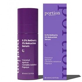 PORTION Retinol Serum Visage - 30ml - 0,3% Retinol & 2% Bakuchiol Sérum - Vegan & Sans Cruauté - Non Parfumé - Anti Âge Inten...