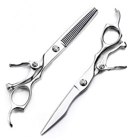 Minicocock Ciseaux de Coupe de Cheveux Taille 6" Argent for Ciseaux Professionnels Ciseaux Ciseaux Kit -Flat/Dents Ciseaux/