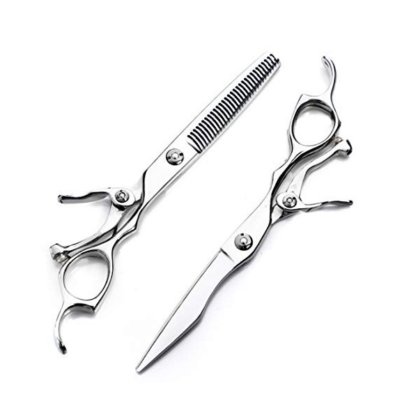 Minicocock Ciseaux de Coupe de Cheveux Taille 6" Argent for Ciseaux Professionnels Ciseaux Ciseaux Kit -Flat/Dents Ciseaux/