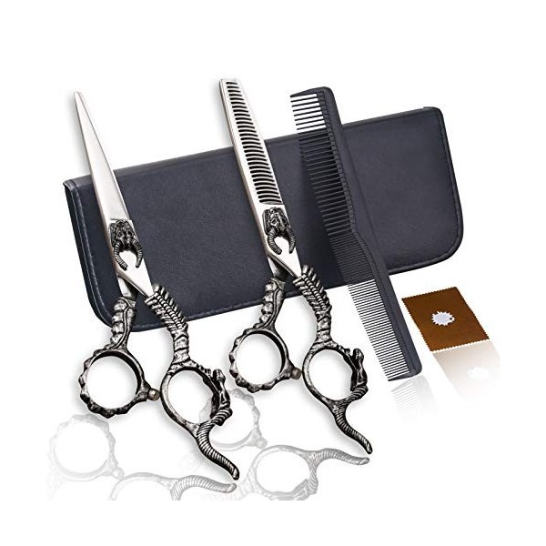 Kit de ciseaux de coupe de cheveux 6,0 pouces argent amincissant la texture ciseaux de coiffure professionnels style de perso