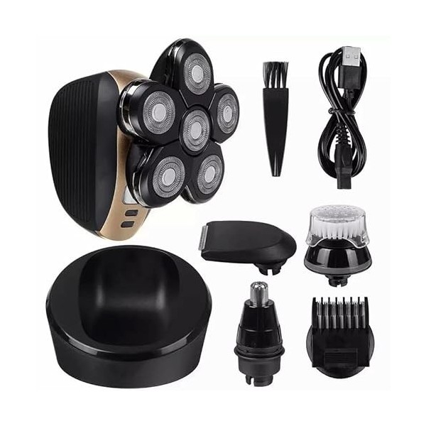 Rasoir électrique pour hommes, rasoir 4D 6 têtes pour homme, rasoir à nez chauve, rasoir à cheveux rechargeable, portable, 5 