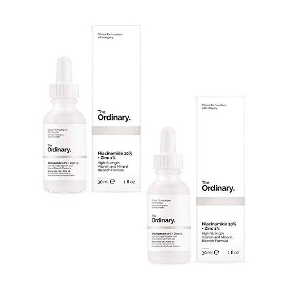 THE ORDINARY Lot de 2 sérums anti-imperfections avec 10 % de niacinamide et 1 %, de zinc 30 ml Crème Jour et Nuit