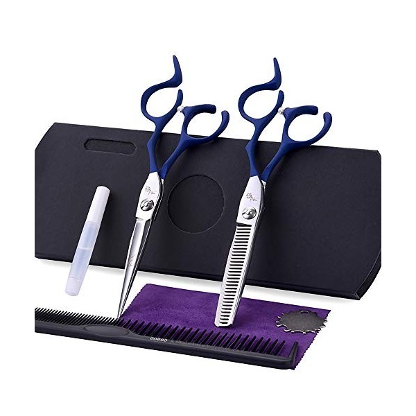 DIHAO Ensemble de Ciseaux de Coiffeur, Ciseaux Coiffure Professionnel Kit Ciseaux à Cheveux Professionnels et Ciseaux à effil