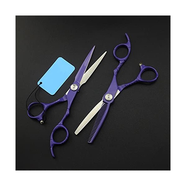 Ciseaux de coupe de cheveux professionnels Outil de cisaillement pour cheveux de coiffeur en crocodile violet couleur: Set a