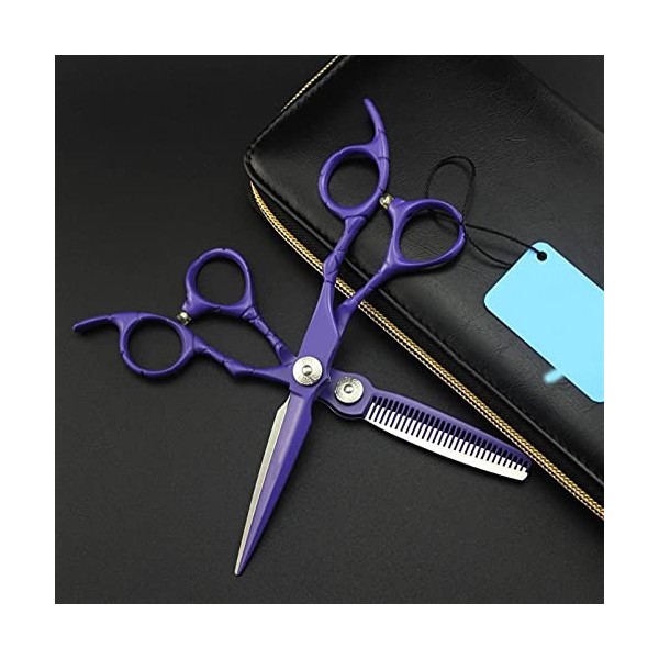 Ciseaux de coupe de cheveux professionnels Outil de cisaillement pour cheveux de coiffeur en crocodile violet couleur: Set a