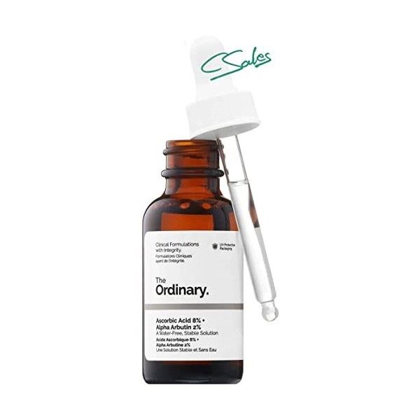 The Ordinary ORIGINAL Acide Ascorbique 8% + Alpha Arbutine 2% | 30 ml. | Sérum éclaircissant pour les teints irréguliers| Clo...
