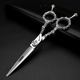 HAOTING Ciseaux De Coupe De Cheveux 6"Ciseaux De Coiffure Argentés Japon 440C Ciseaux De Coiffure Pointus, Ajusteur De Peigne