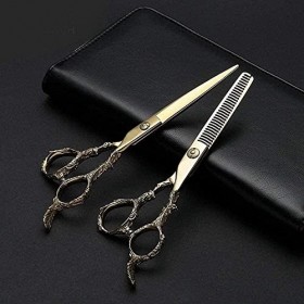 Ciseaux de barbier 6 pouces coiffeur 440C ensemble de ciseaux de coiffure dorés professionnels Rasage et Épilation
