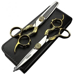 HAOTING Ciseaux de Coupe de Cheveux Coupe Amincissement Outil de Coiffure Ciseaux de Cheveux Salon en Acier Inoxydable 2pcs 