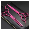 NC Ciseaux gauchers 6 Pouces Rose Rouge, Ciseaux de Coiffure Professionnels, Outils de Coiffeur à Ciseaux Fins et Droits Cou