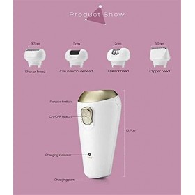 XIXIDIAN Remplacement des cheveux pour femmes, rasoir femme, épilateur électrique rechargeable de 4 en 1, coulisses Rouleaux 