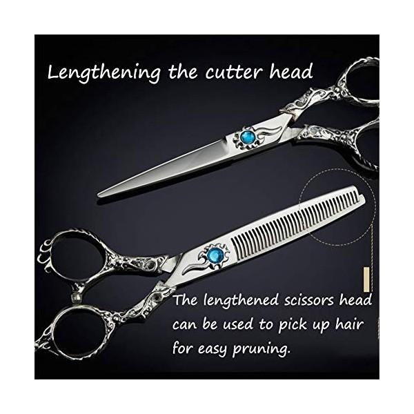 WYGC Scissors Ciseaux Coiffure Professionnel Tranchant Acier Inoxydable Manche Vintage Gravé Combinaison Set  for Barber Shop