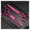 Ciseaux gauchers roses rouges de 6,0 pouces, ciseaux de coiffure, ciseaux fins et droits couleur : amincissement coupe 