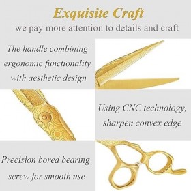 Ciseaux de coupe de cheveux, 15,2 cm, coupe de beauté, barbier, coiffeur, damas, en acier inoxydable, ciseaux à effiler à cha