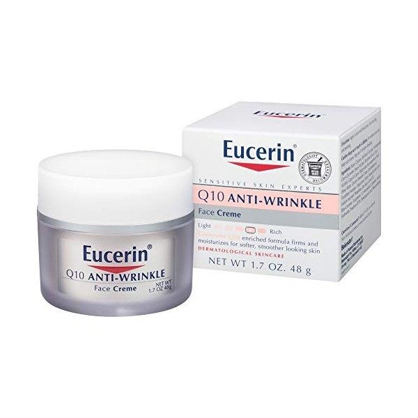 Eucerin Crème anti-rides pour le visage - Pour peaux sensibles - Avec coenzyme Q10 - 48 g Crème Jour et Nuit