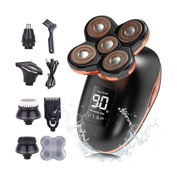 Rasoir électrique pour homme, 5D Flottant Rasoir Électrique pour Hommes Rasoirs 5 en 1 Rasoirs Chauve Hommes Barbe Tondeuse K